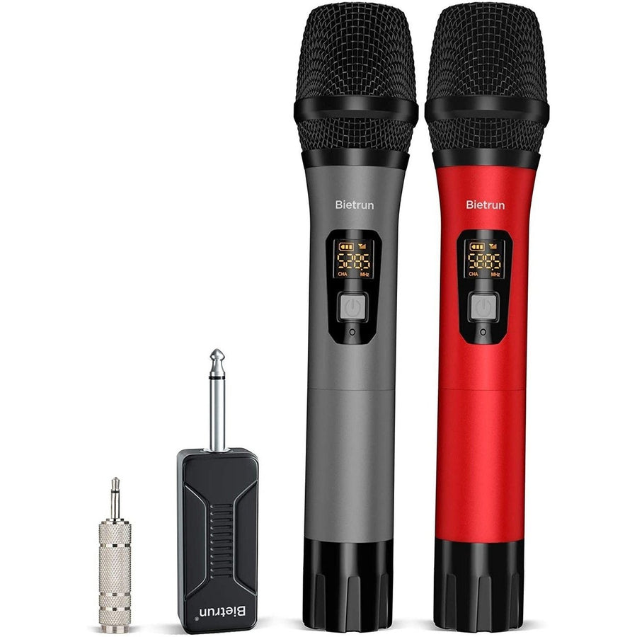 Bietrun Wireless UHF Metal Dual Handheld Dynamic Mic Karaoke System Image 1