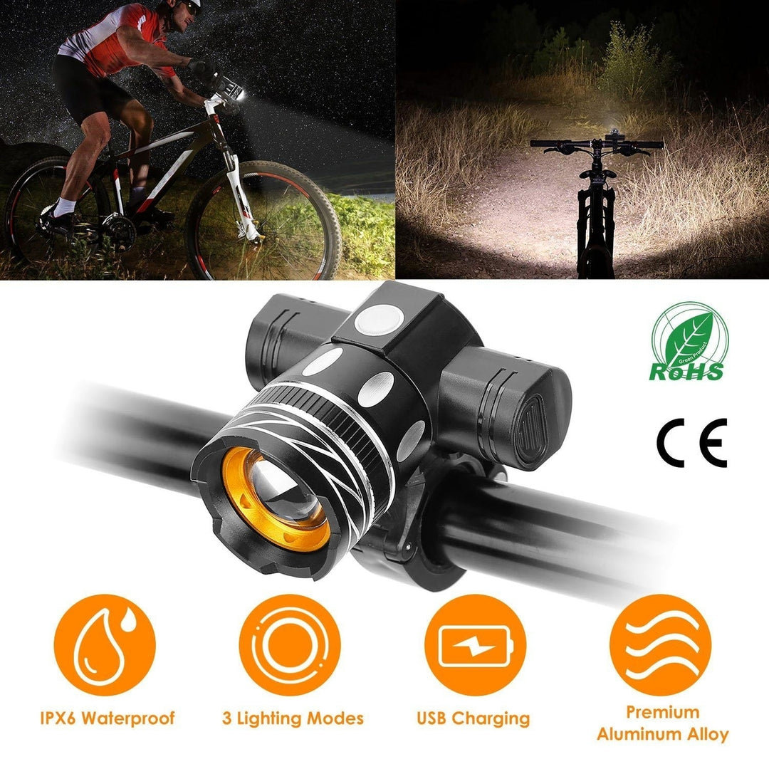 Bike Headlight USB Rechargeable with Bracket Image 6