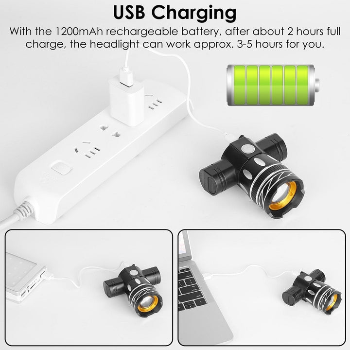 Bike Headlight USB Rechargeable with Bracket Image 8