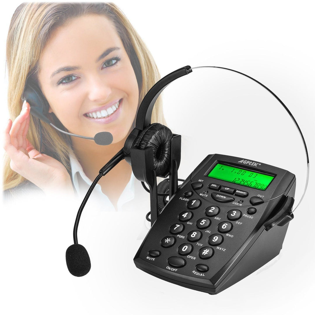 Call Center Dialpad Headset Telephone with Tone Dial Key Pad and Redial Image 1