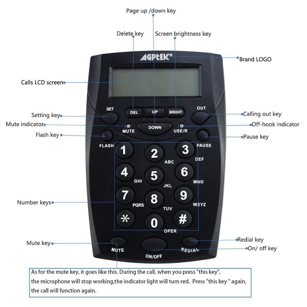 Call Center Dialpad Headset Telephone with Tone Dial Key Pad and Redial Image 6