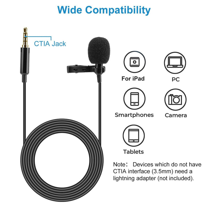 Clip On Microphone Hands Free Lavalier Lapel Mic Image 4