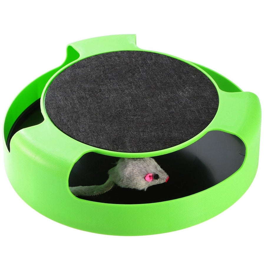 Cat Interactive Scratching Toy with Rotating Running Mouse Image 1