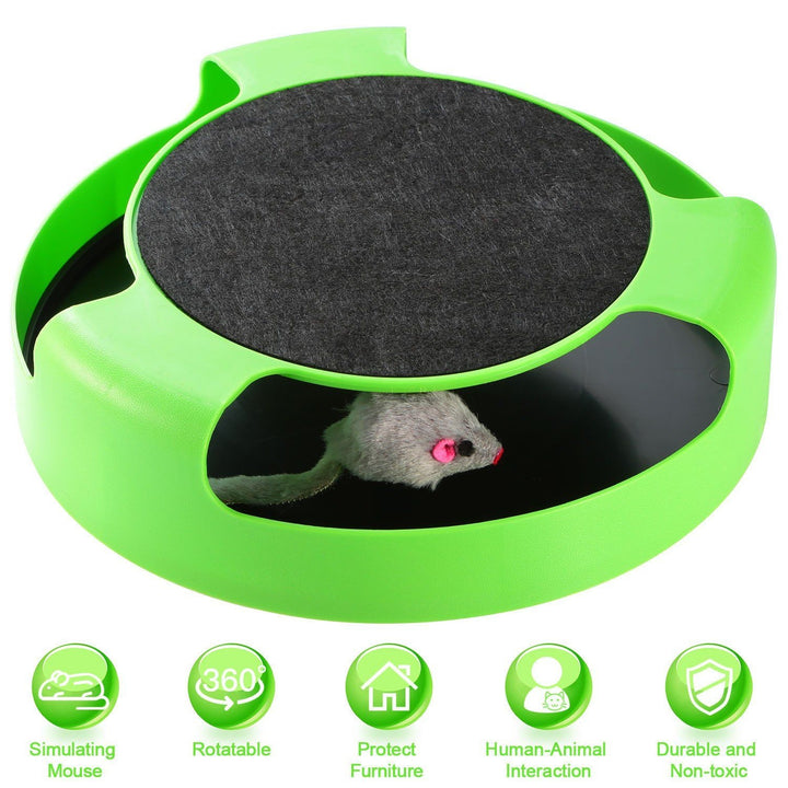 Cat Interactive Scratching Toy with Rotating Running Mouse Image 4