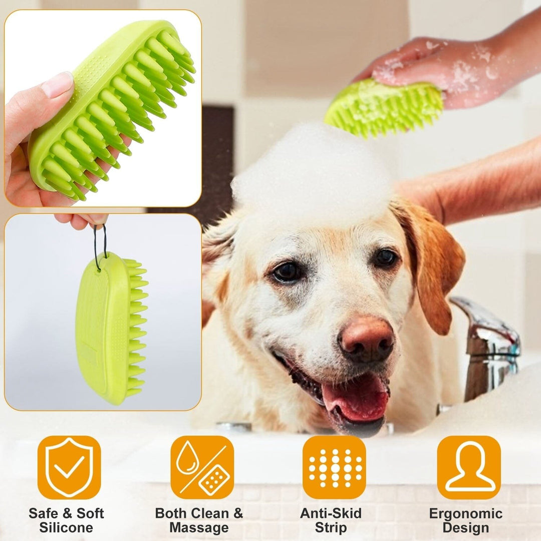 Dog Bath Brush Anti-Skid Pet Grooming Shower Silicone Massage Comb Image 4