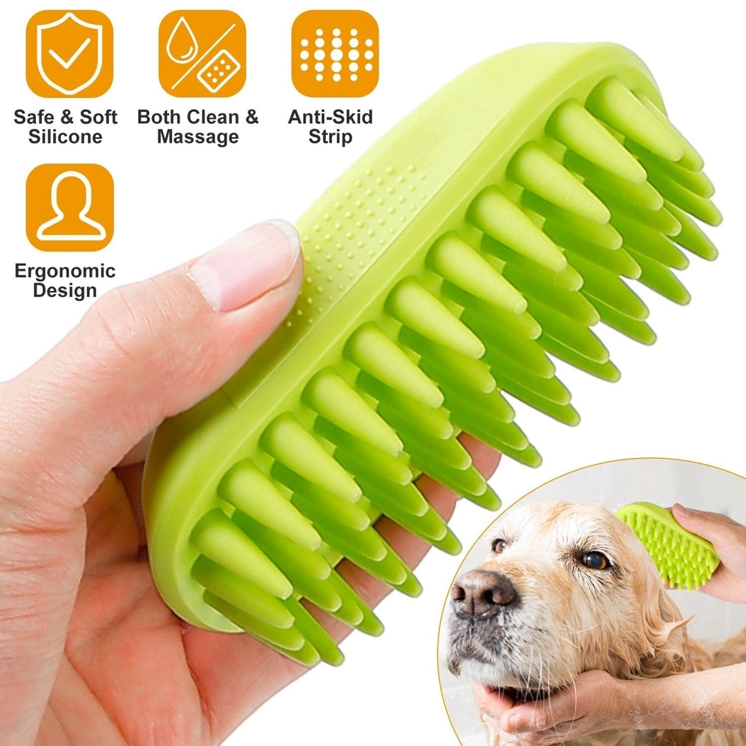 Dog Bath Brush Anti-Skid Pet Grooming Shower Silicone Massage Comb Image 8