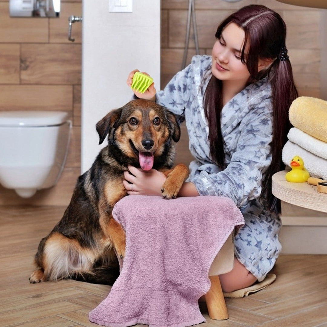 Dog Bath Brush Anti-Skid Pet Grooming Shower Silicone Massage Comb Image 9