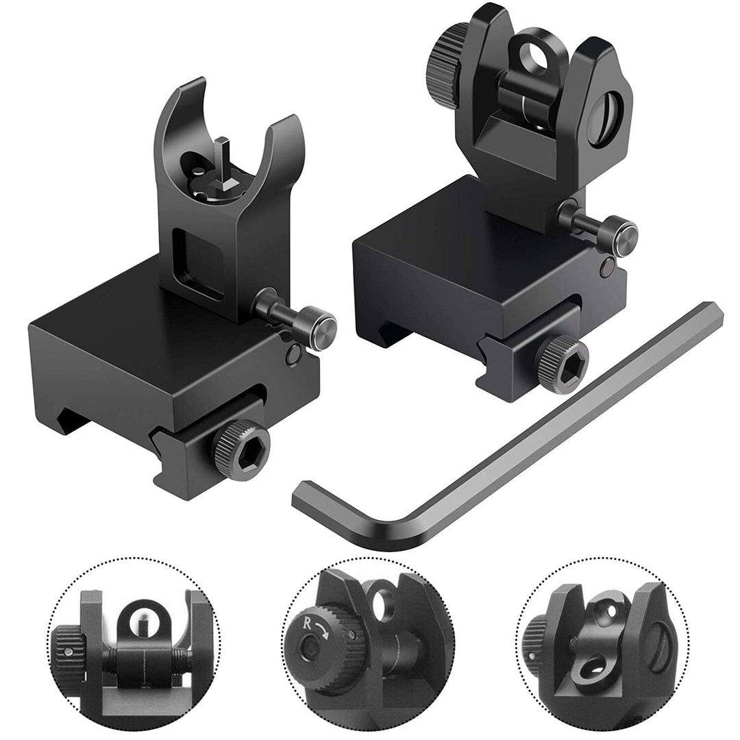 Flip Up Rear Front Aluminum Alloy Tactical Sight Set Image 4