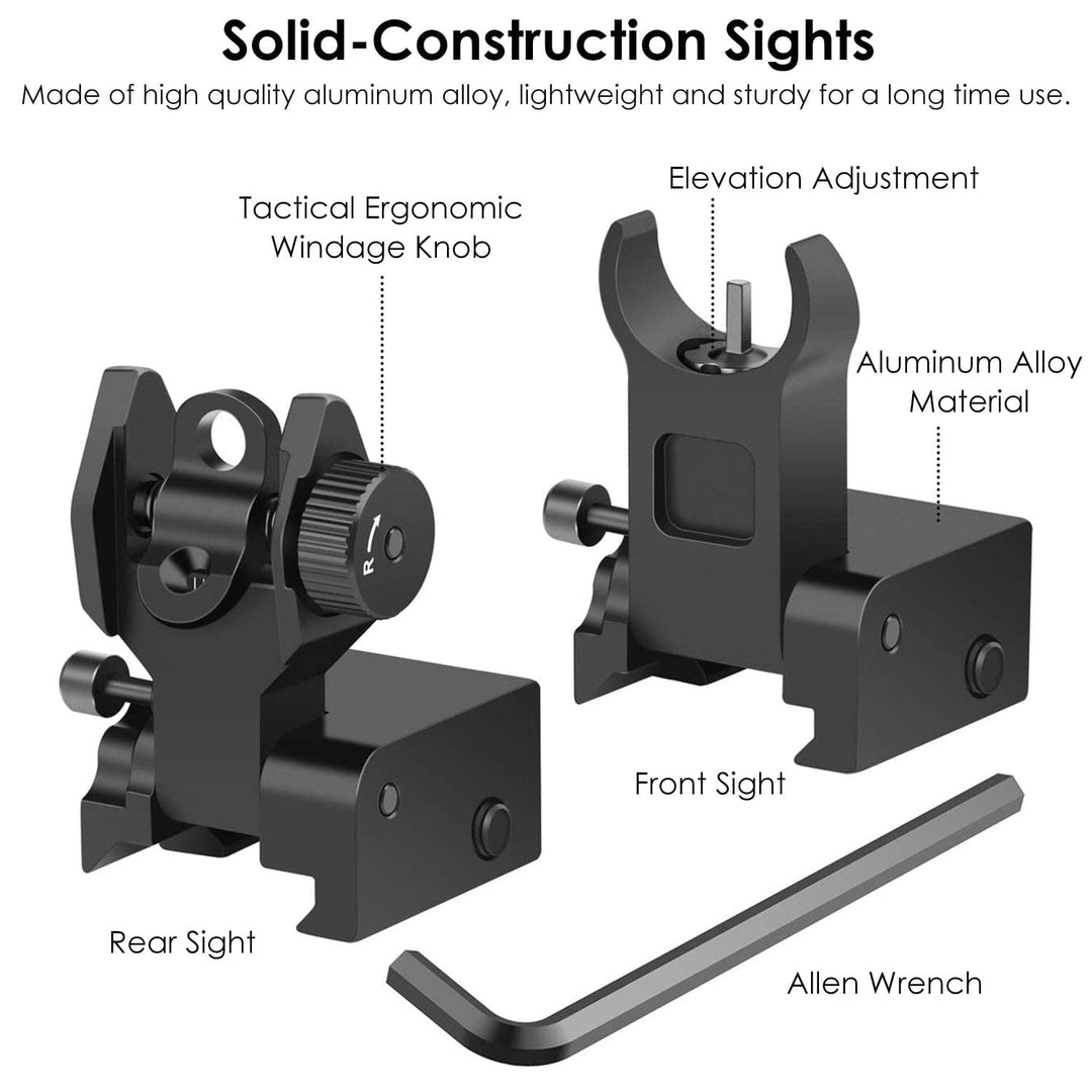 Flip Up Rear Front Aluminum Alloy Tactical Sight Set Image 8