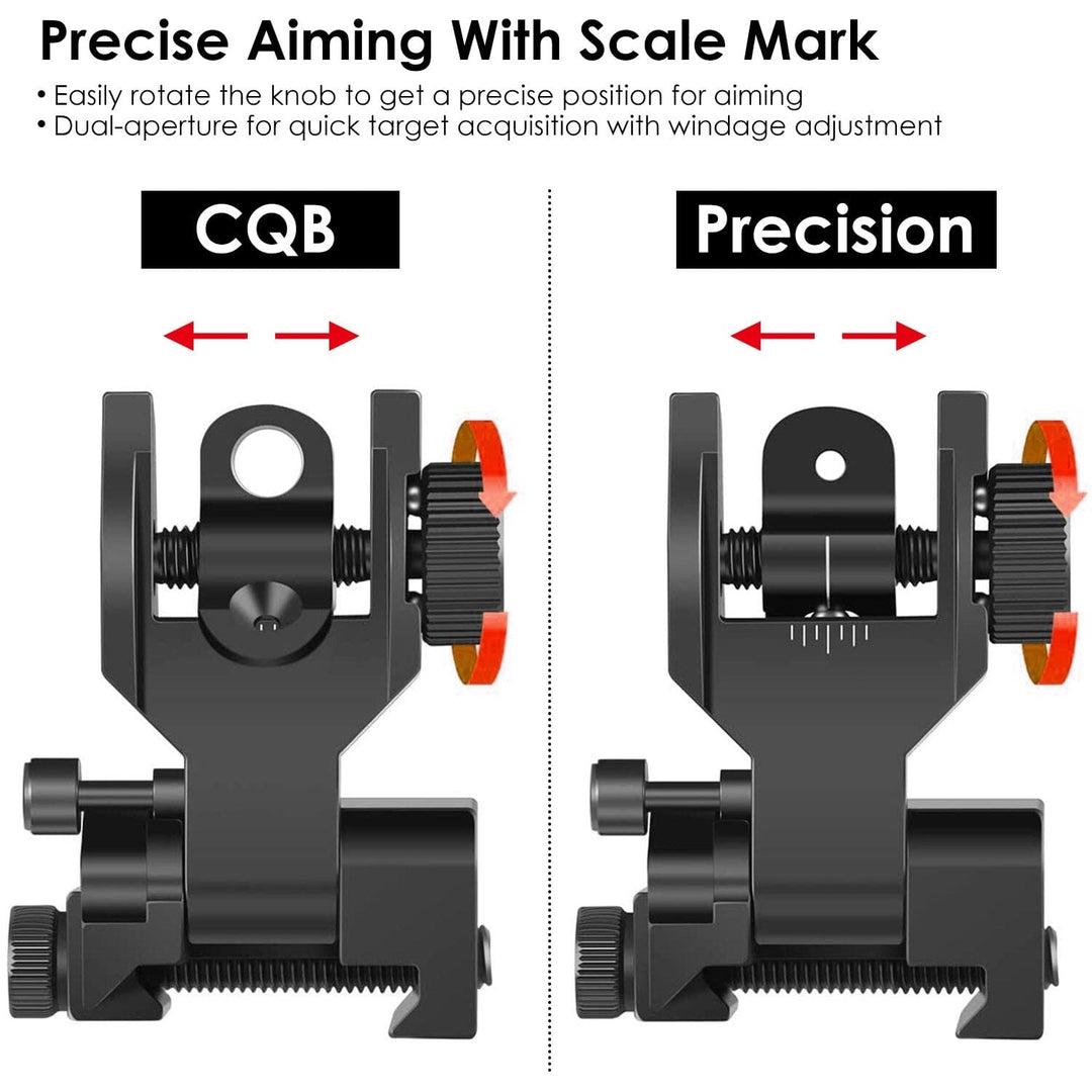 Flip Up Rear Front Aluminum Alloy Tactical Sight Set Image 9