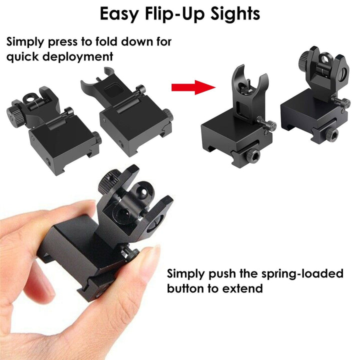 Flip Up Rear Front Aluminum Alloy Tactical Sight Set Image 10