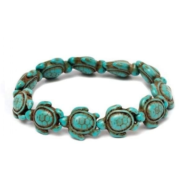 Handmade Turquoise Hawaiian Sea Turtles Bracelet - Turquoise Image 1