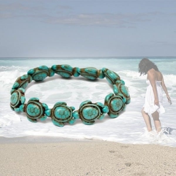 Handmade Turquoise Hawaiian Sea Turtles Bracelet - Turquoise Image 2