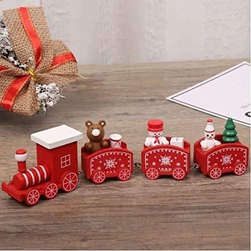 Happy Trees Wooden Christmas Train with Snowman Image 1