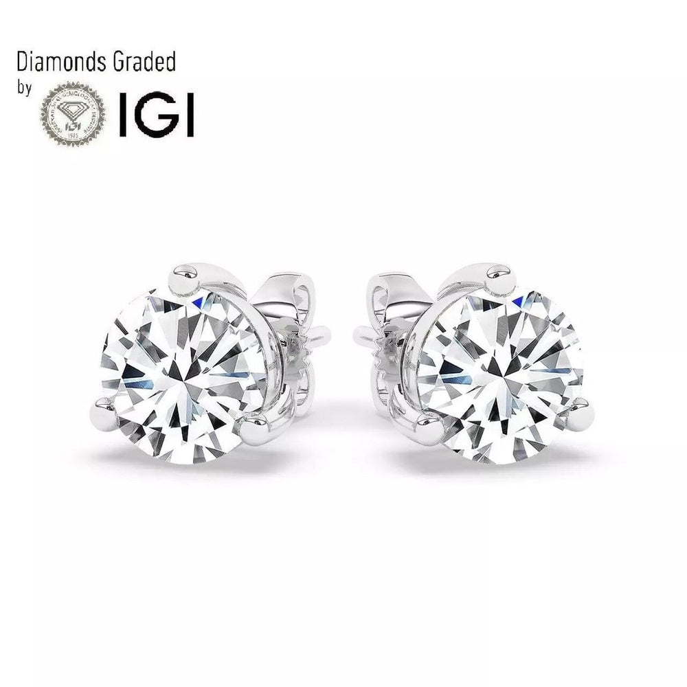 IGI F/VS1 3 CT Solitaire Lab-Grown Round Diamond Studs Earring 950 Platinum Image 2