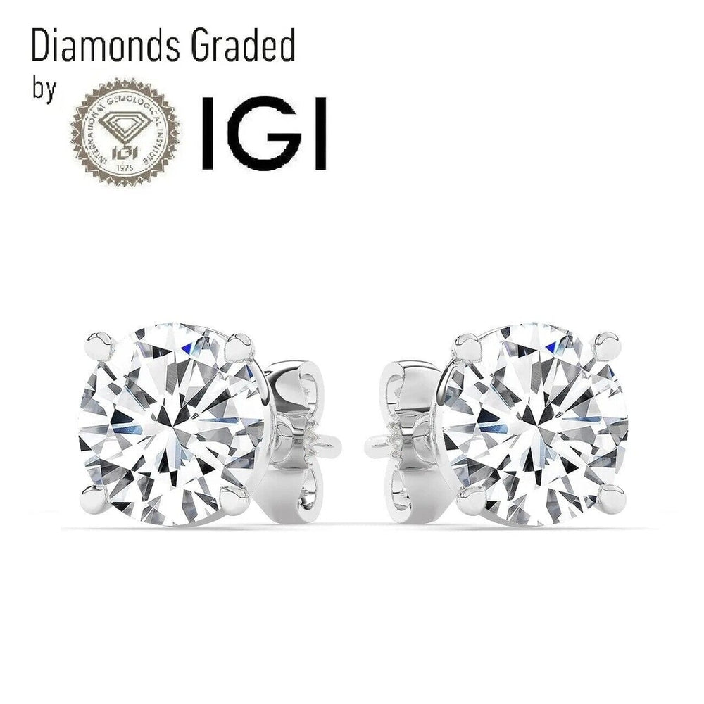 IGI F/VS1 4 CT Solitaire Lab-Grown Round Diamond Studs Earring 950 Platinum Image 2