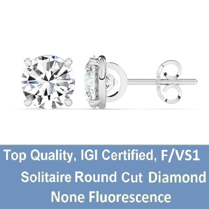 IGI F/VS1 4 CT Solitaire Lab-Grown Round Diamond Studs Earring 950 Platinum Image 3