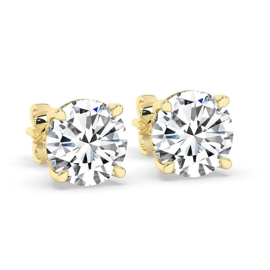 IGI,F/VS1 ,2 CT Solitaire Lab-Grown Round Diamond Studs Earring 18K Yellow Gold Image 1