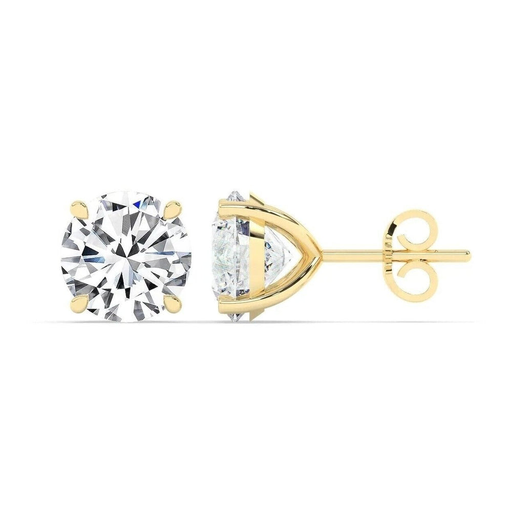 IGI,F/VS1 ,2 CT Solitaire Lab-Grown Round Diamond Studs Earring 18K Yellow Gold Image 2