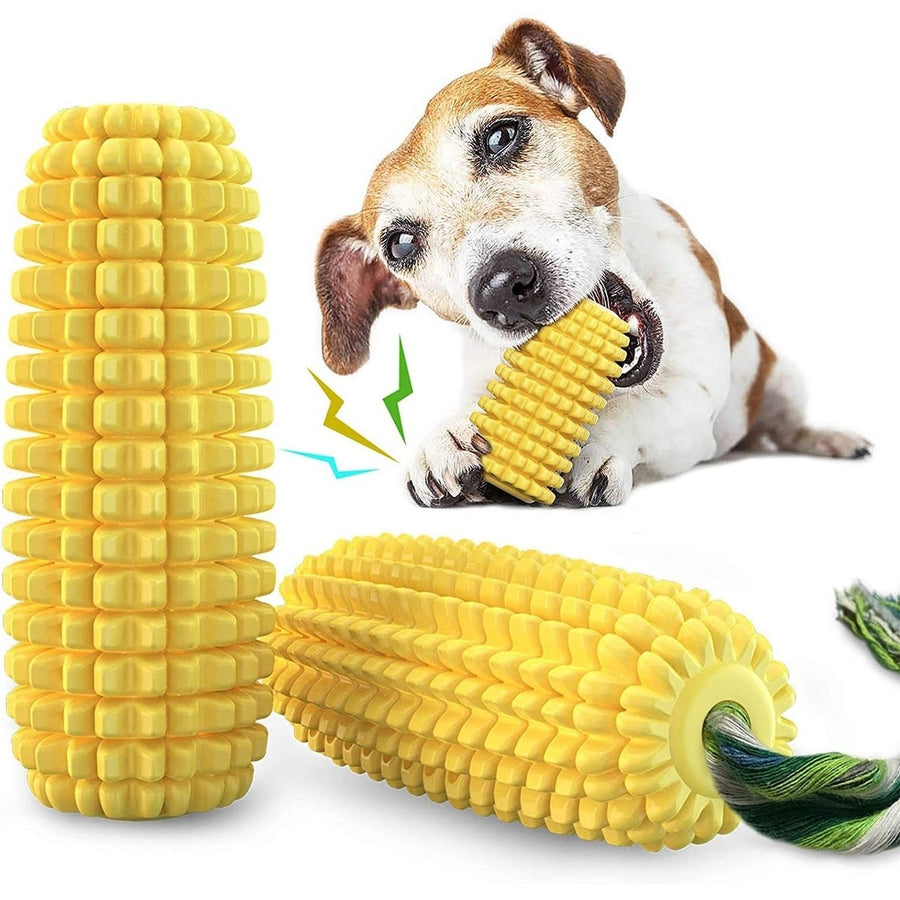 Indestructible Tough Durable Chew Corn Squeaker Interactive Dog Toys Image 1