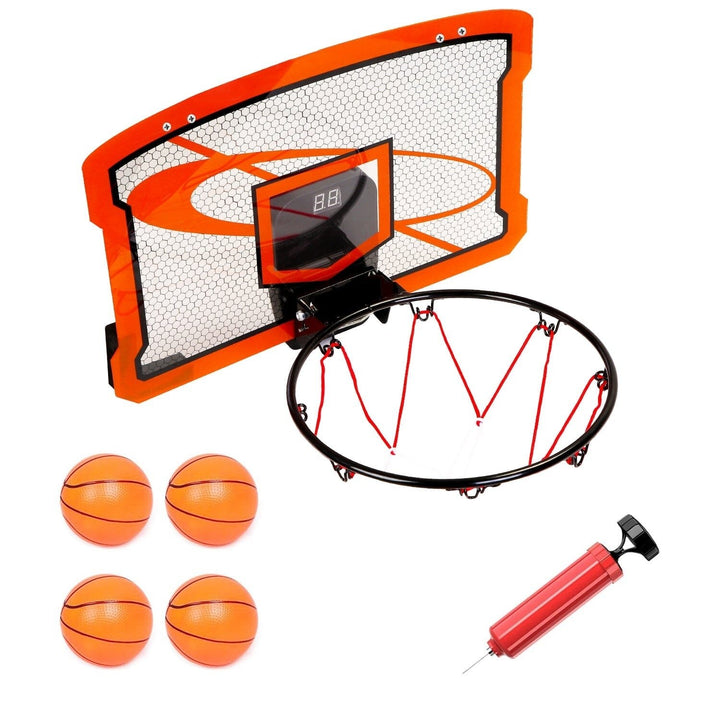 Indoor Mini Basketball Hoop Set with 4 Inflatable Balls Electric Audio Scorer Image 3