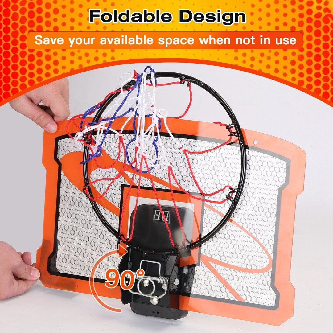 Indoor Mini Basketball Hoop Set with 4 Inflatable Balls Electric Audio Scorer Image 6