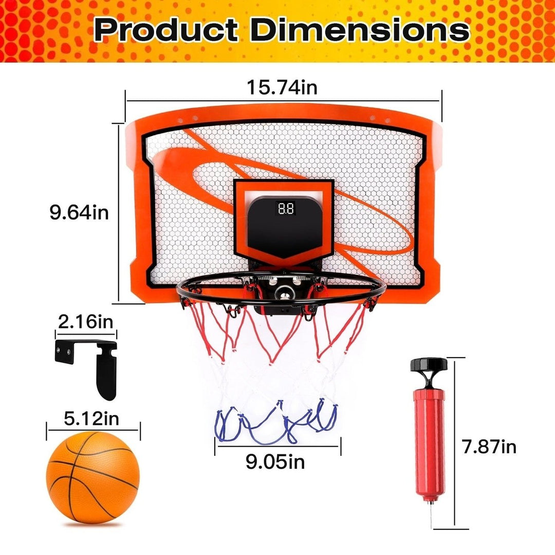 Indoor Mini Basketball Hoop Set with 4 Inflatable Balls Electric Audio Scorer Image 12