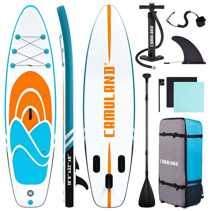 Inflatable Paddle Board Stand up Adults with Adjustable Paddle and Removable Fin Orange Image 1