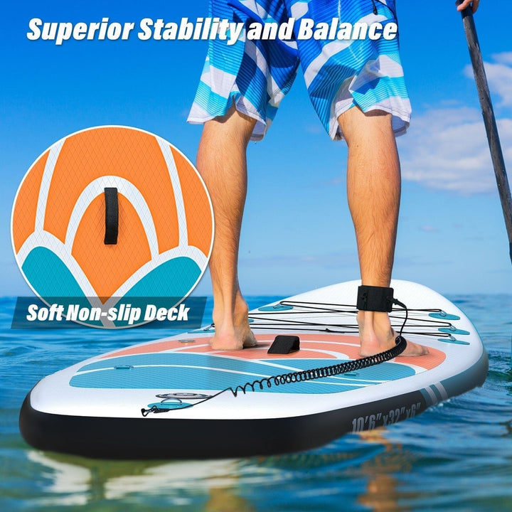 Inflatable Paddle Board Stand up Adults with Adjustable Paddle and Removable Fin Orange Image 4