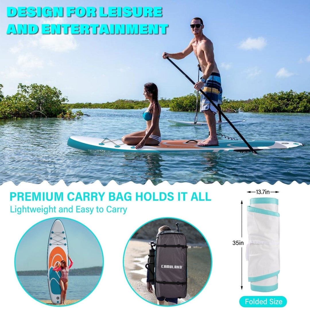 Inflatable Paddle Board Stand up Adults with Adjustable Paddle and Removable Fin Orange Image 4