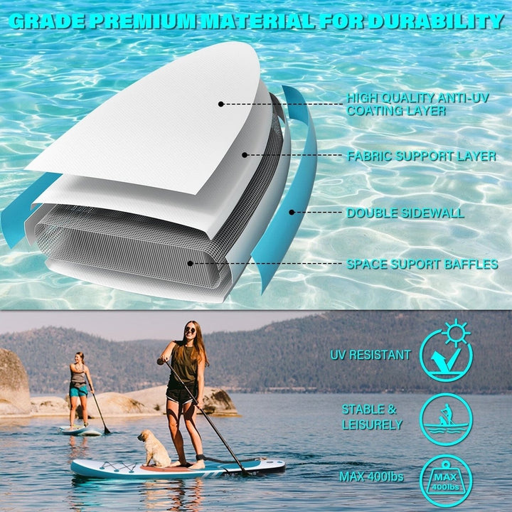 Inflatable Paddle Board Stand up Adults with Adjustable Paddle and Removable Fin Orange Image 6