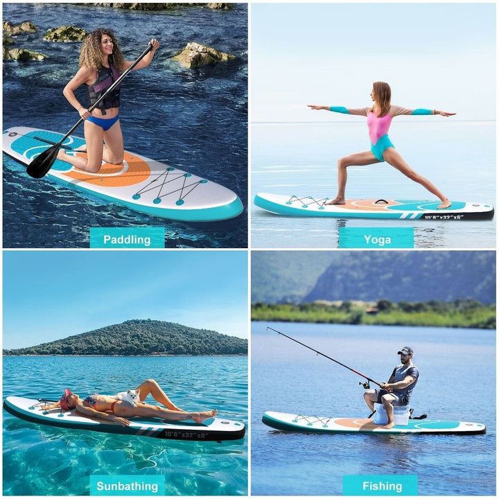 Inflatable Paddle Board Stand up Adults with Adjustable Paddle and Removable Fin Orange Image 8