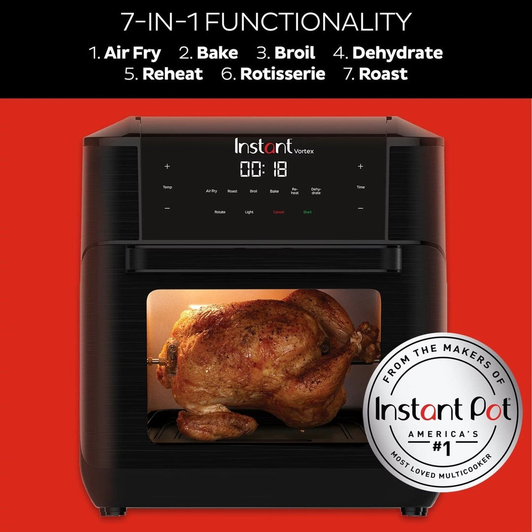 Instant Vortex 10QT Air Fryer Oven with 7-in-1 Cooking Functions (Black) (Refurbished) Image 2