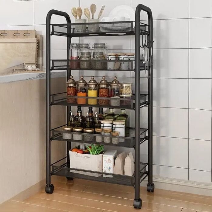 Kitchen Food Spice Cutlery Organizer Wheeled Storage Rack Image 1