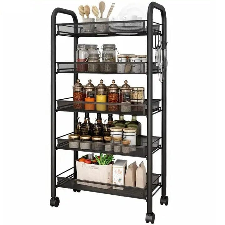 Kitchen Food Spice Cutlery Organizer Wheeled Storage Rack Image 2