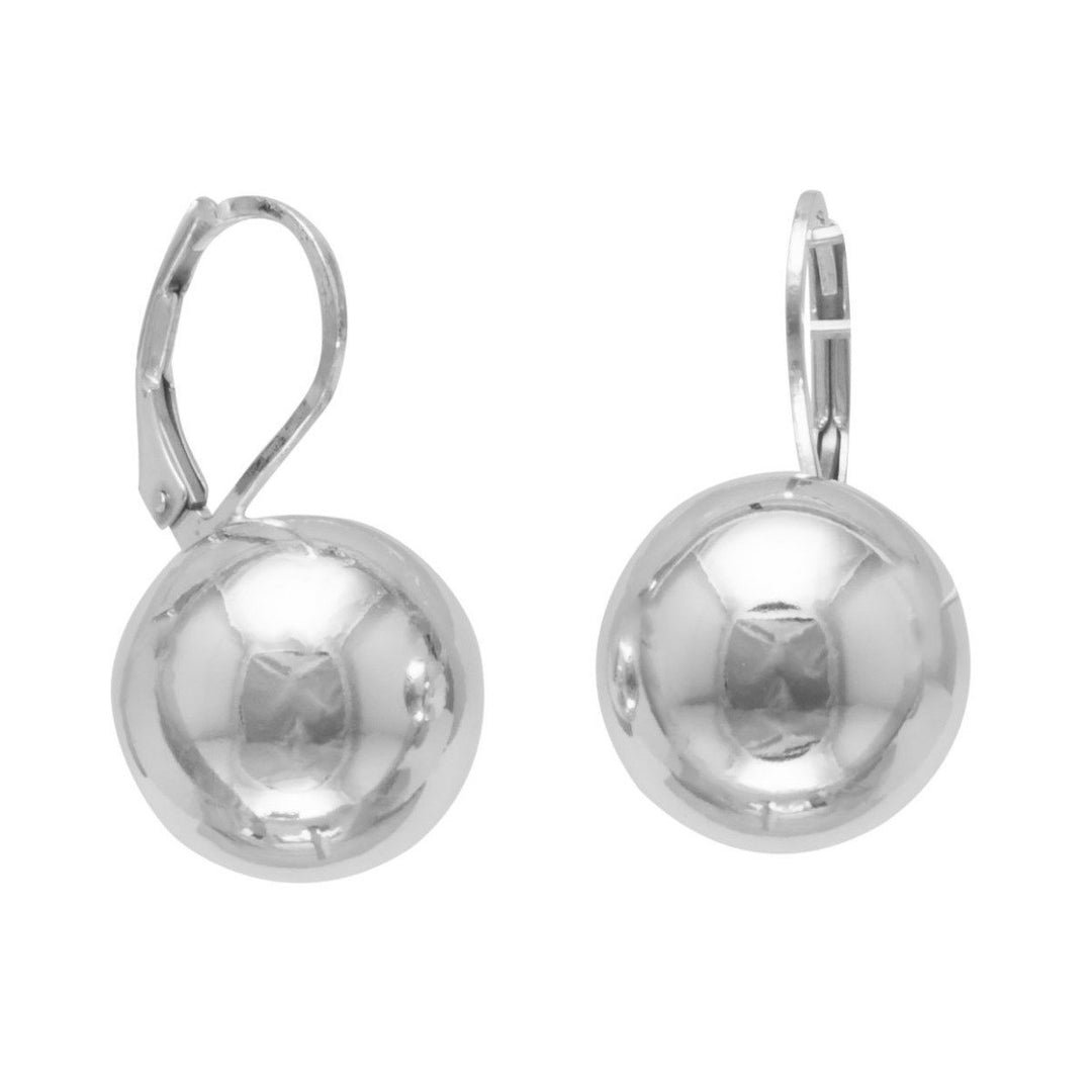 Italian Sterling Silver 6MM Leverback Ball Earrings Image 1