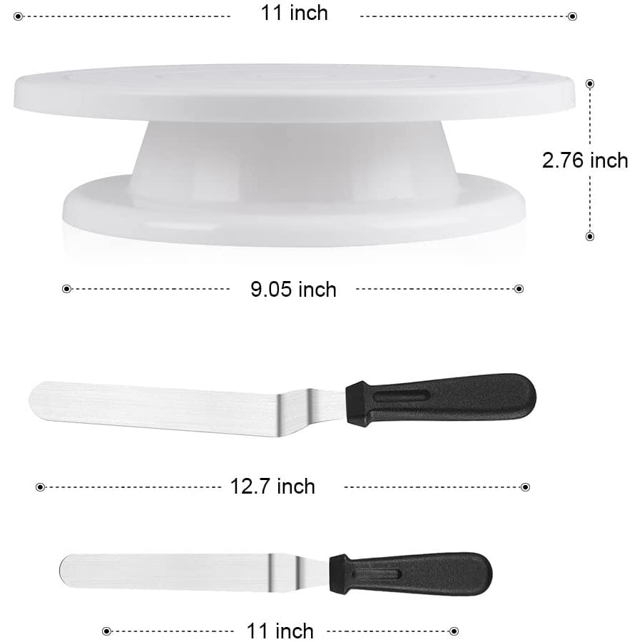 Kootek 11 Inch Rotating Cake Turntable with 2 Icing Spatula and 3 Icing Smoother Image 2