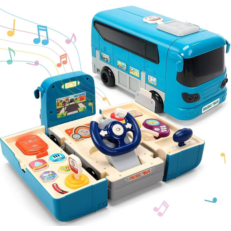 Kids Play Bus Vehicle with Sound and Light Simulation Steering Wheel Toy for Toddler Image 1