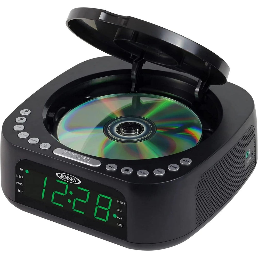 Jensen JCR-375 BLK Green LED CD/MP3 Clock Radio USB charge (Black) Image 2