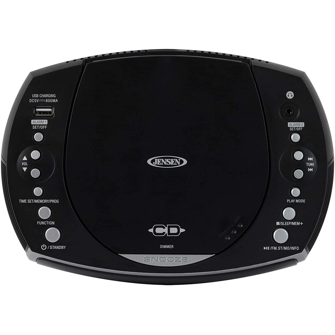 Jensen Modern Home CD Tabletop Stereo Clock Digital AM/FM Radio CD Player Image 3