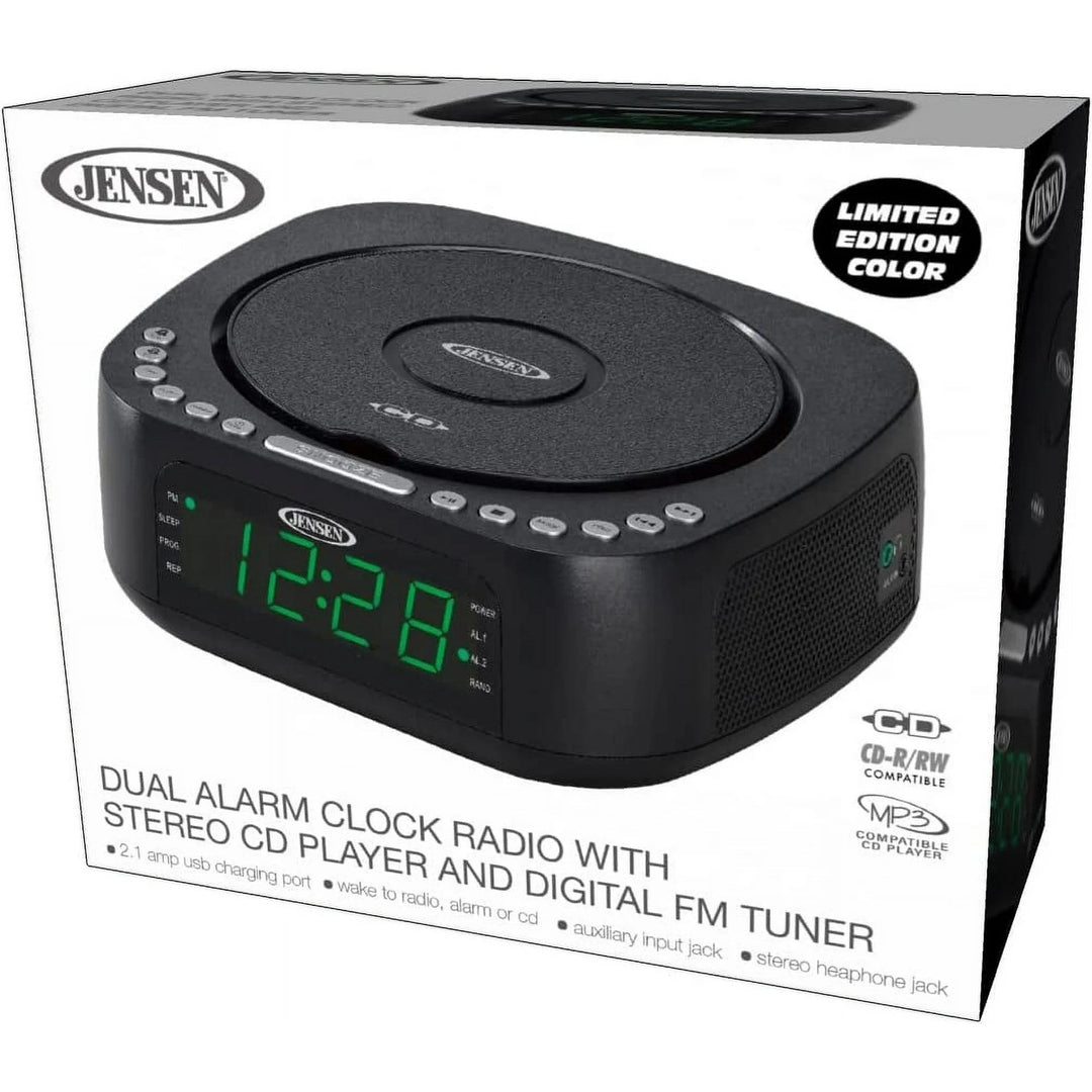 Jensen JCR-375 BLK Green LED CD/MP3 Clock Radio USB charge (Black) Image 6