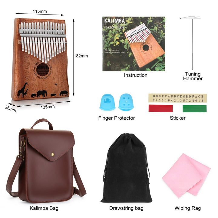 Kalimba 17 Keys Thumb Piano with Tuning Hammer and Bag Image 3