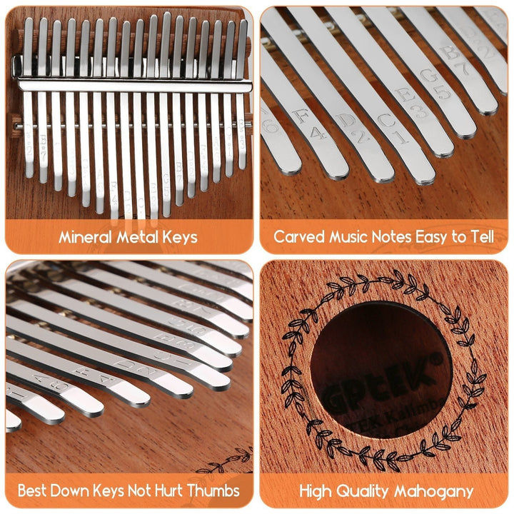 Kalimba 17 Keys Thumb Piano with Tuning Hammer and Bag Image 8