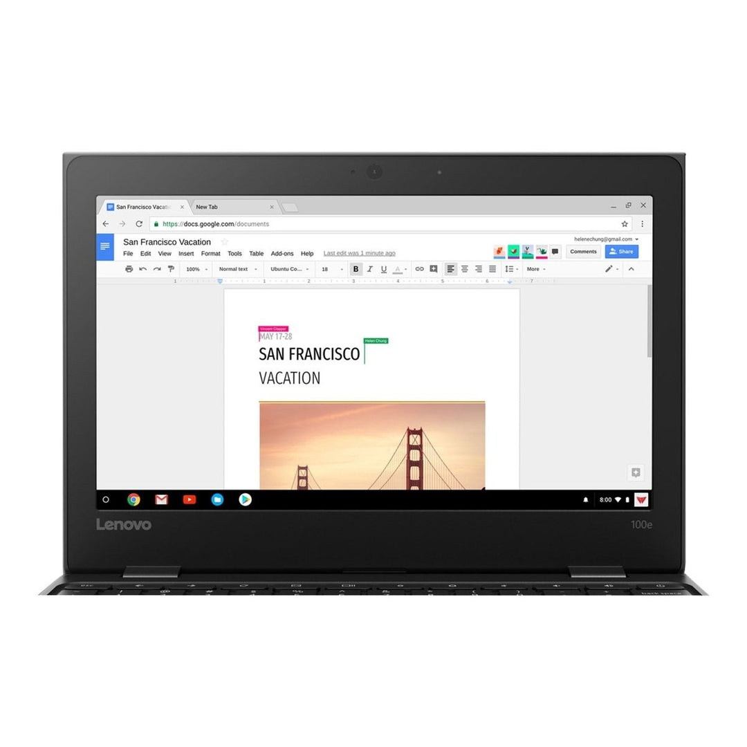 Lenovo 100e Chromebook Celeron N3350 Chrome OS 4 GB RAM 32 GB eMMC (Refurbished) Image 4