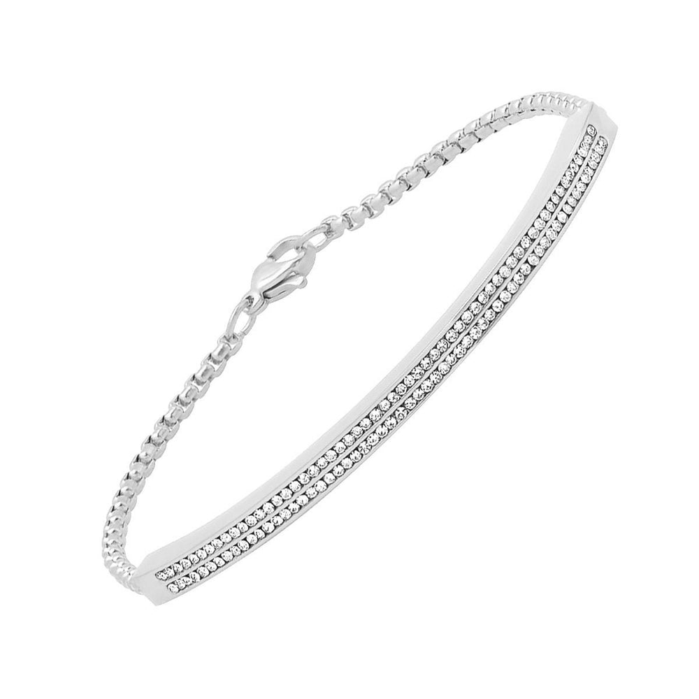 Ladies Stainless Steel Simulated Diamond Channel Setting Bracelet Image 2