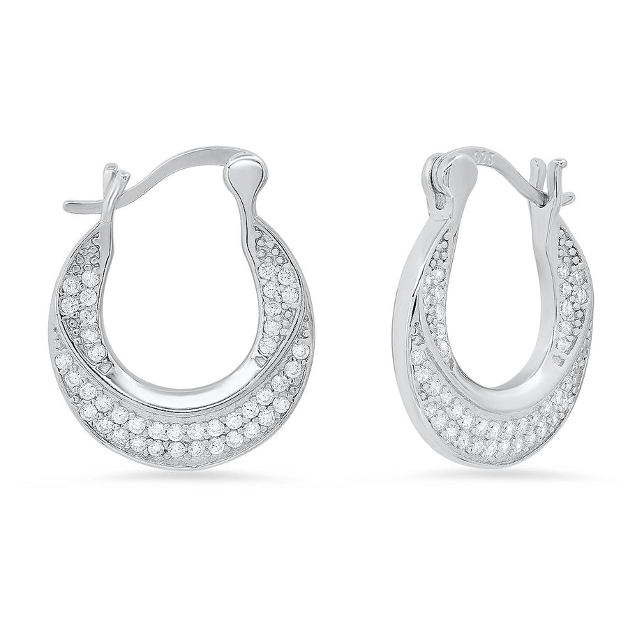 Ladies Sterling Silver And Simulated Diamond Mini Door Knocker Earrings Image 1