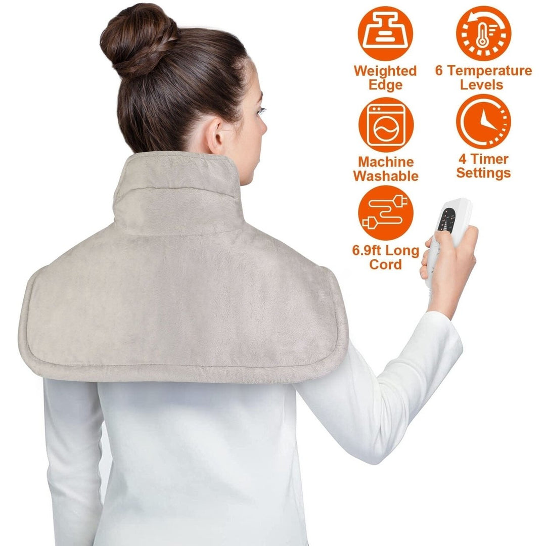 Large Weighted Heating Pad for Neck and Shoulders Image 4