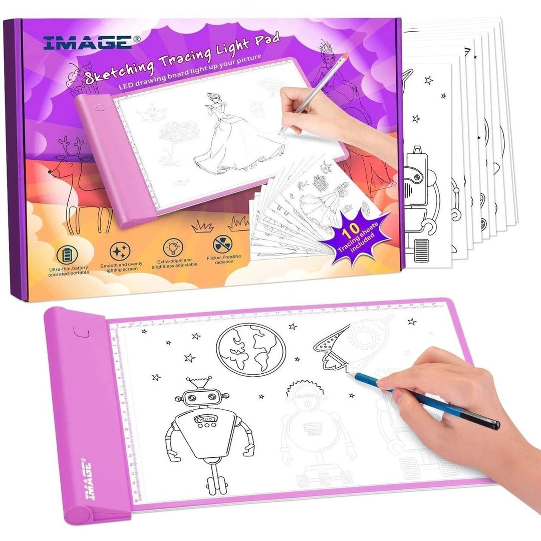 Light-up Tracing Pad Pink Coloring Drawing Art Gift Toy Image 1