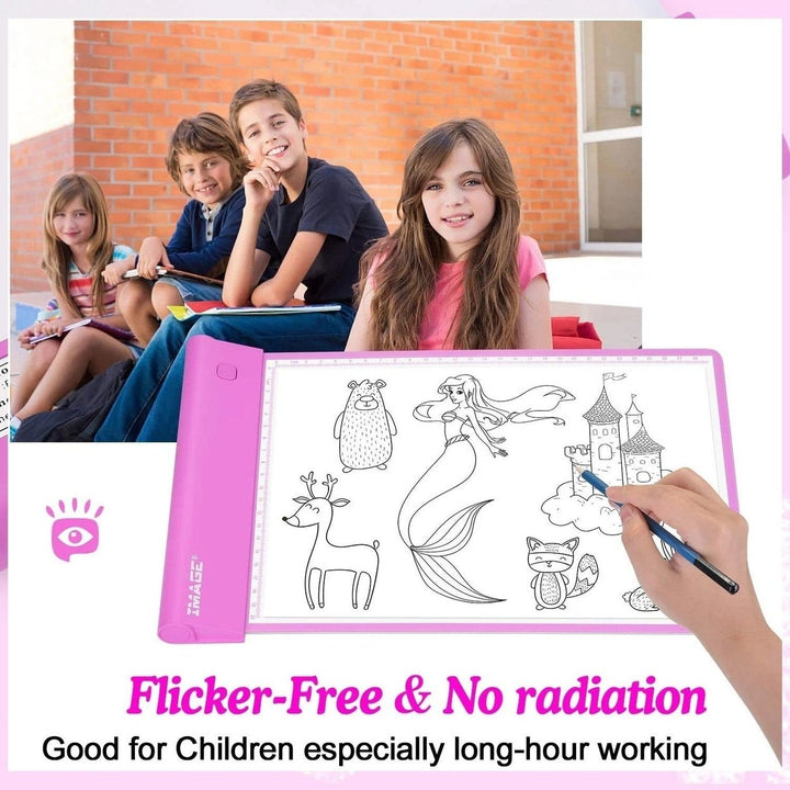 Light-up Tracing Pad Pink Coloring Drawing Art Gift Toy Image 4