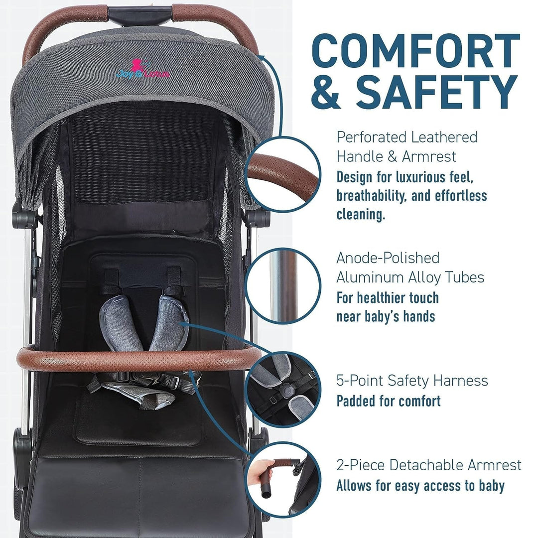 Lightweight Self Folding Baby Stroller Ultra-Compact with One Hand Gravity Fold Image 3